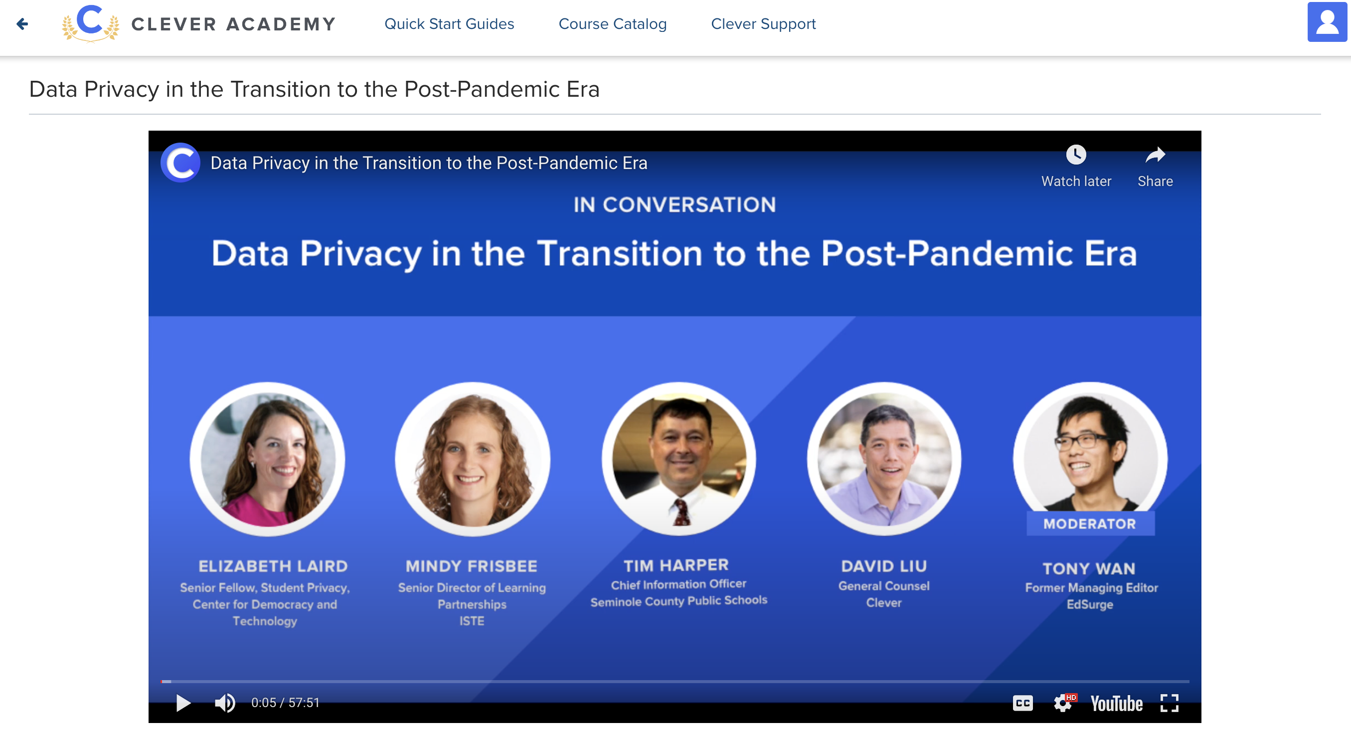 Screenshot of Clever Academy module about Data Privacy in the Post-Pandemic Era